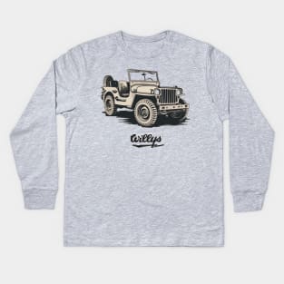 Willys Jeep Kids Long Sleeve T-Shirt